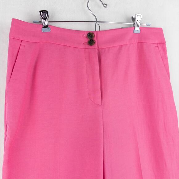 Talbots Greenwich Pants 10P Pink Geranium Linen Wide Leg High Waist NWT - Picture 3 of 12